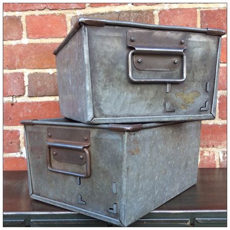 old metal box painted tan|Vintage Metal Box .